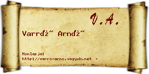 Varró Arnó névjegykártya